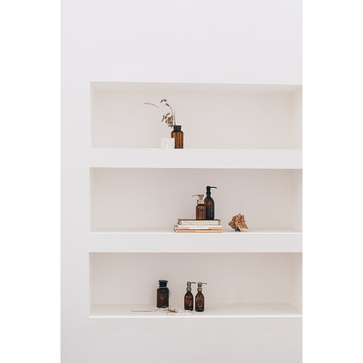 Hand soap bamboo amber glass brass pump 250ml 'bring out the bubbles'