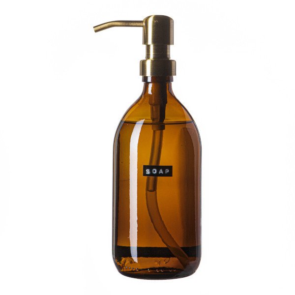 Hand soap bamboo brown glass brass pump 500ml 'soap'