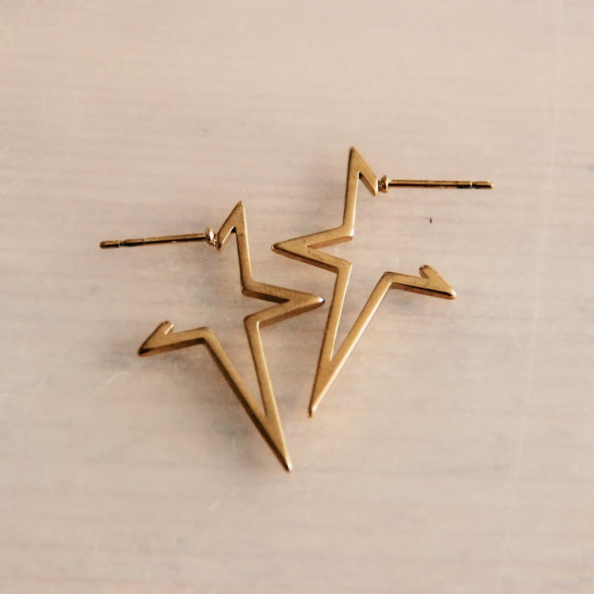 Stainless steel rockstar stud earrings - gold