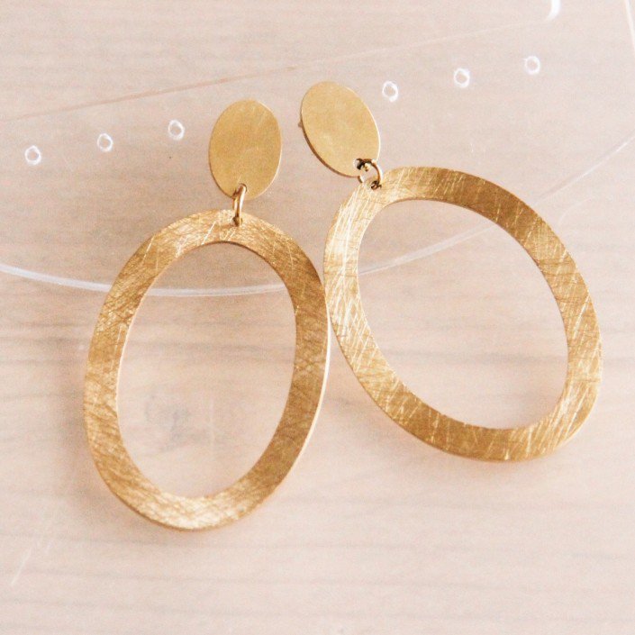 SO700: Statement earring large oval ring - gold
