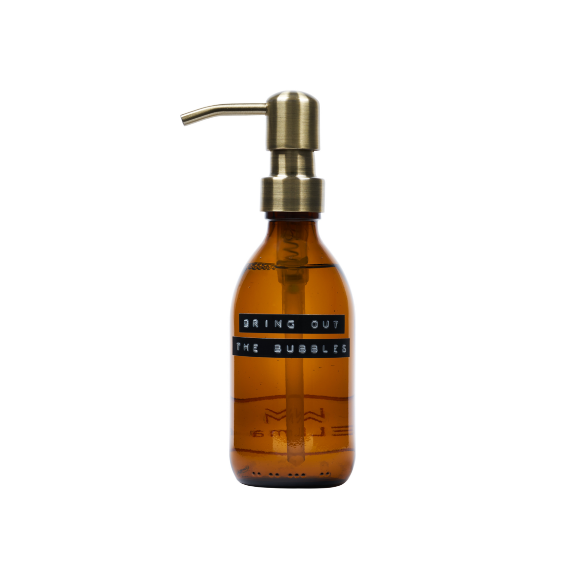 Hand soap bamboo amber glass brass pump 250ml 'bring out the bubbles'